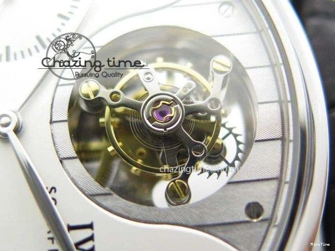MIROTIME 0601 Breathable Portuguese Tourbillon Mystere SS TF Best Edition White Dial on Black Croc Leather Strap 7384